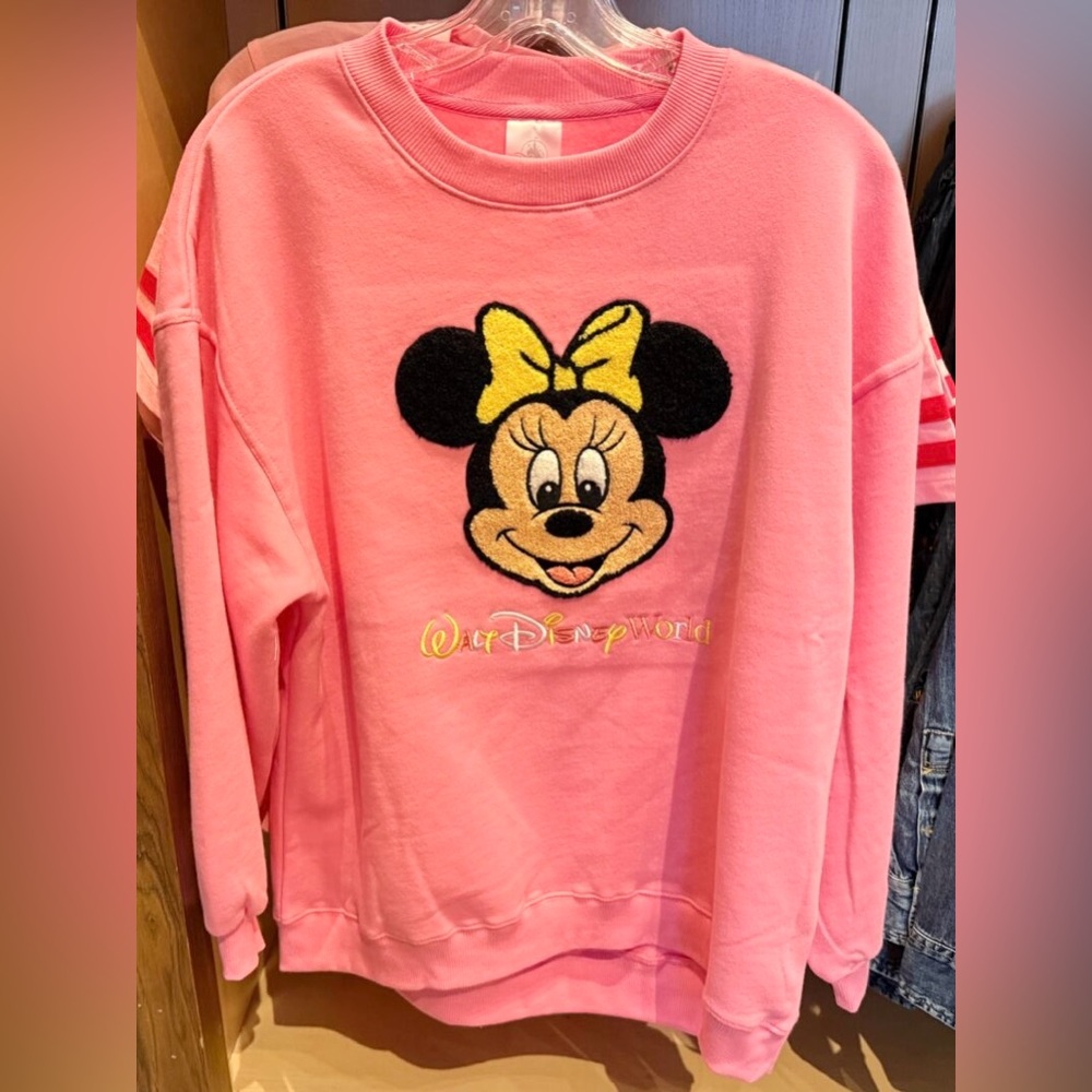 2026 Walt Disney Parks World Sweatshirt Womens Pink Minnie Mouse